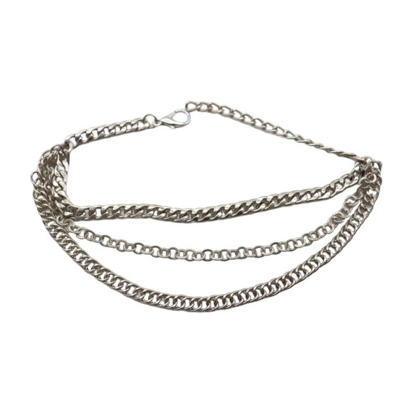 NEW Women Silver Boot Chain Bracelet Shoe 3 Strands Wave Charm Shoe Anklet SET - Picture 4 of 17